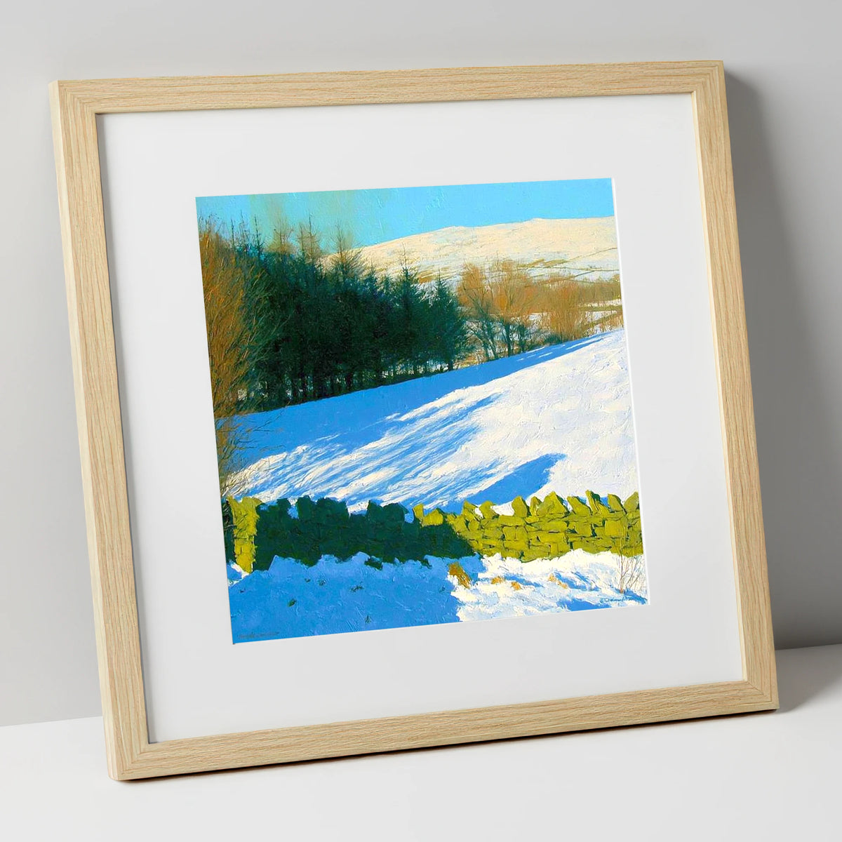 Winter Snow on Sallows Ridge lake district fell art print in natural frame