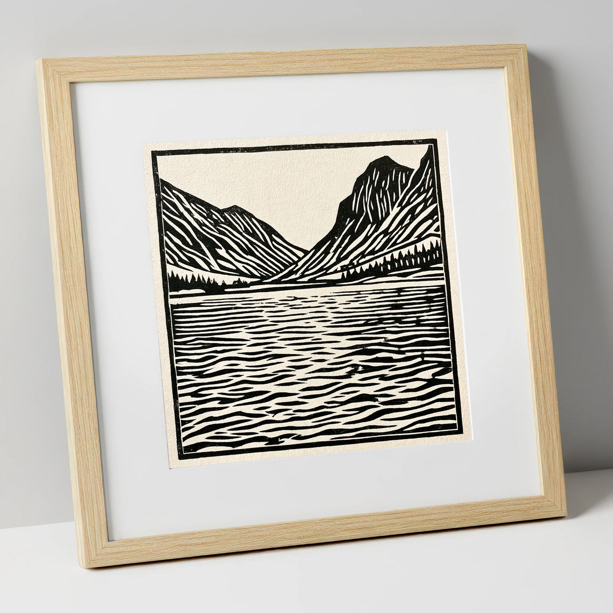 Ennerdale Water in Monochrome lake district valley art print in natural frame