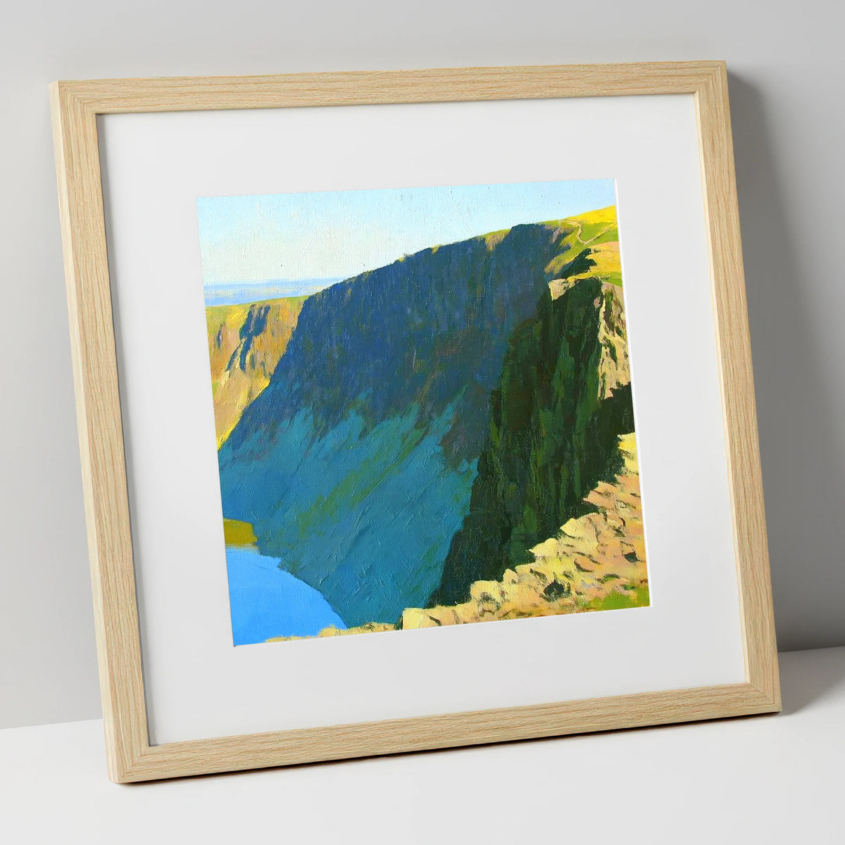 Scoat Fell Crags Vibrant Shadows lake district fell art print in natural frame