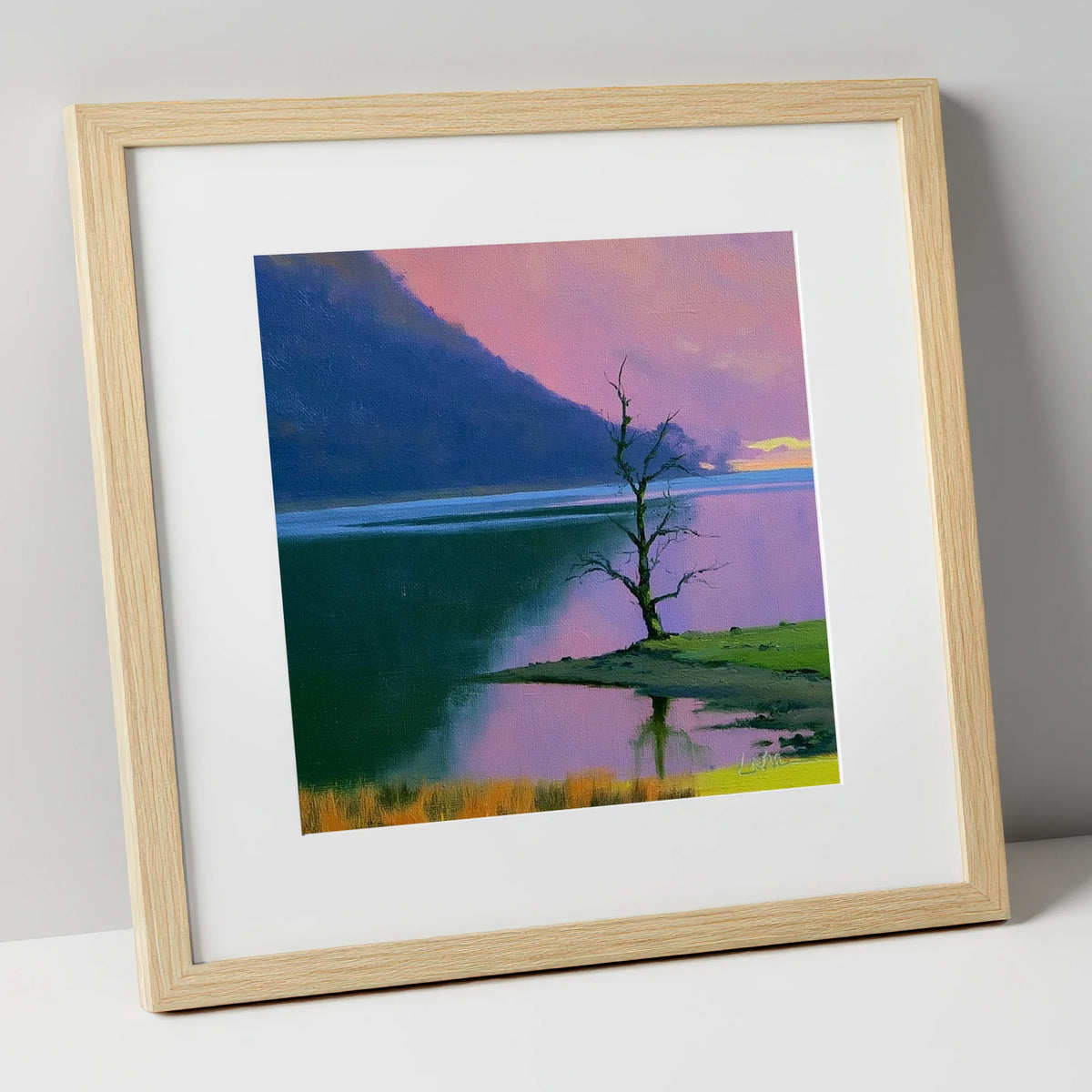 Vivid Sunset Over Bassenthwaite Lake lake district lake art print in natural frame