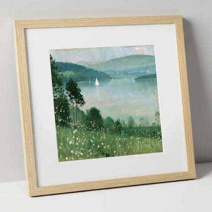 Wildflowers Above Hazy Windermere windermere wall art art print in natural frame