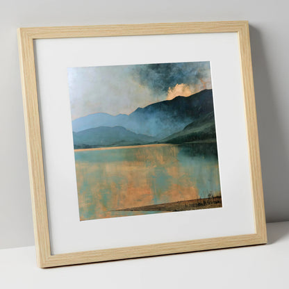 Light Breaking Over Crummock Water lake district lake art print in natural frame