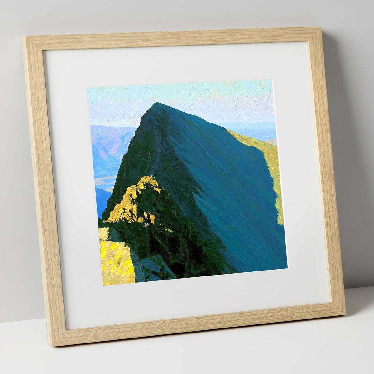 Steeple Peak in Dramatic Light lake district fell art print in natural frame