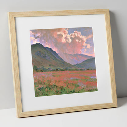 Radiant Storm Clouds Over Fells lake district sky art print in natural frame