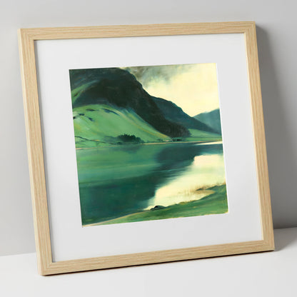Emerald Fells Over the Lake lake district lake art print in natural frame