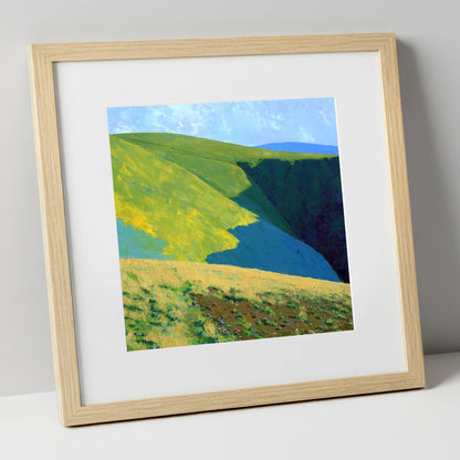 Vibrant Slopes of Meal Fell lake district fell art print in natural frame
