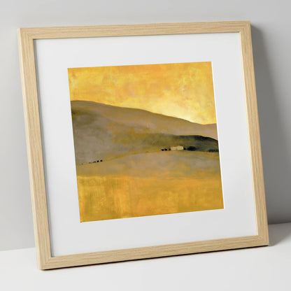Golden Light on the Fellside lake district sky art print in natural frame