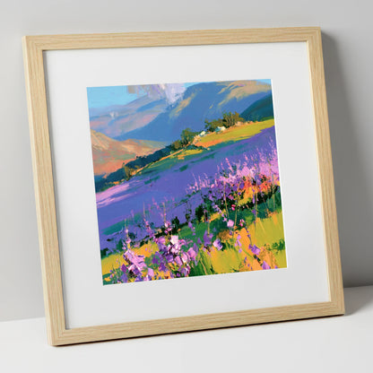 Vibrant Heather on a Lakeland Fellside flowers & fellsides art print in natural frame