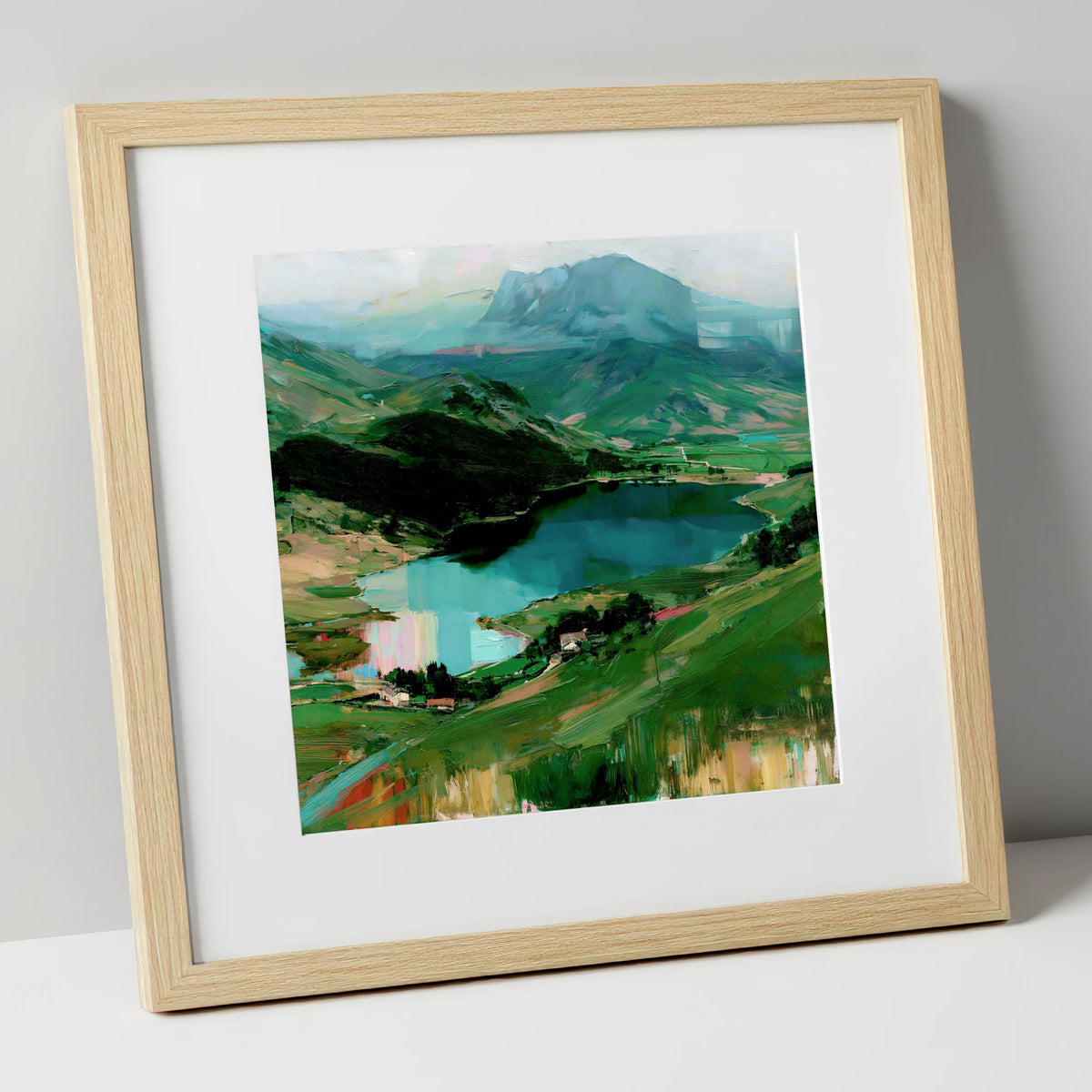 Mountain Inversion Over The Lake lake district lake art print in natural frame