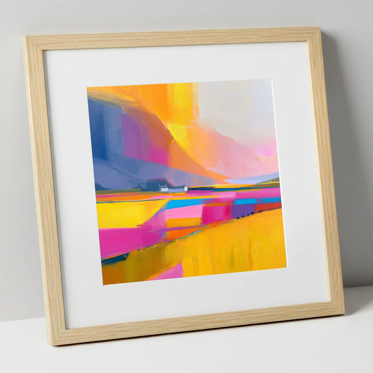 Fuchsia Fields in a Lakeland Dale lake district valley art print in natural frame