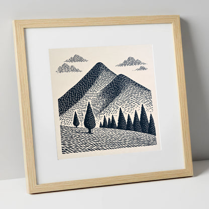 Midnight Blue Blencathra Peaks lake district fell art print in natural frame