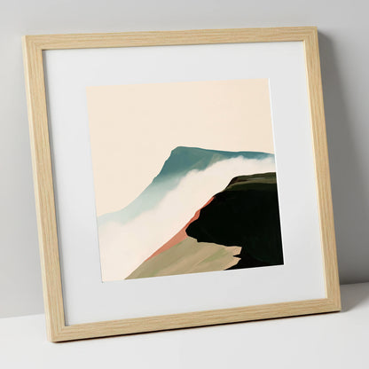 Mountain Ridge Above the Mist lake district fell art print in natural frame