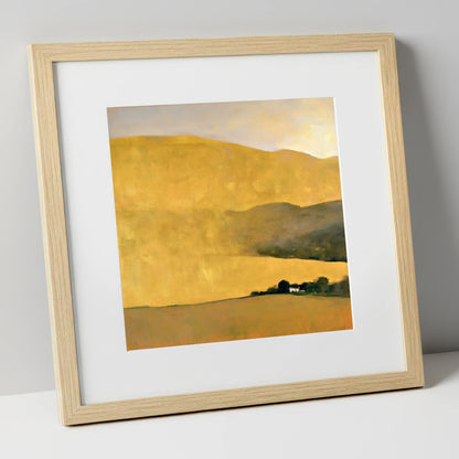 Radiant Golden Fells at Evening lake district sky art print in natural frame