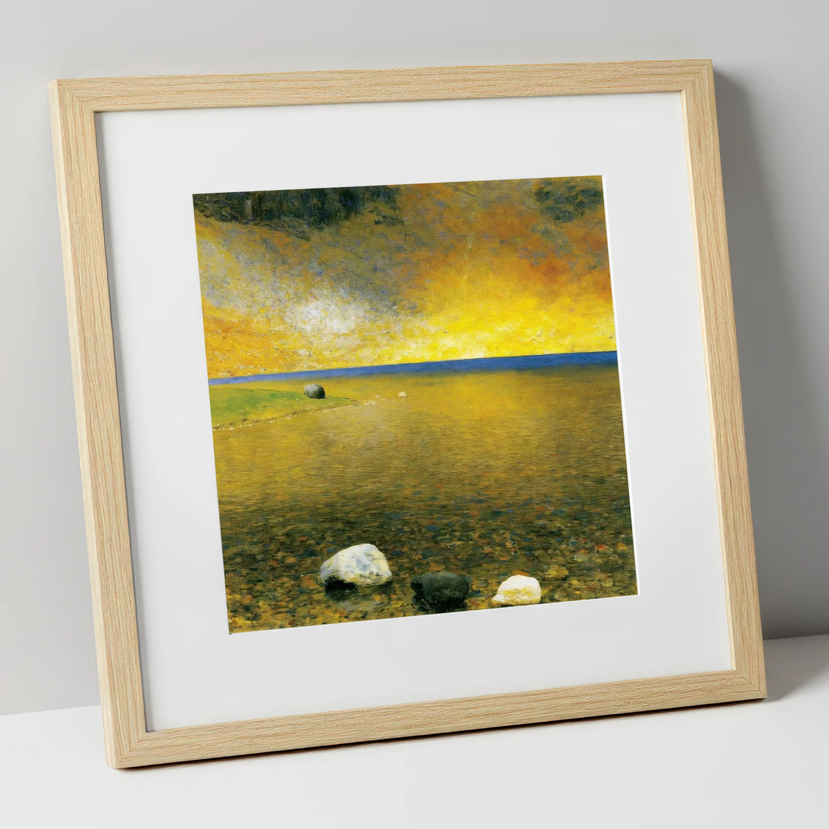 Golden Sky Over Easedale Tarn lake district lake art print in natural frame