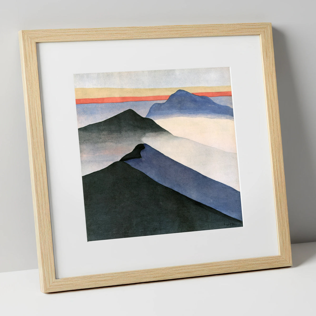 Mountain Ridge Under Terracotta Sky lake district fell art print in natural frame