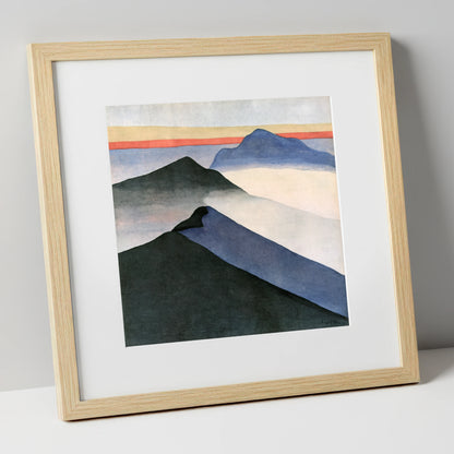 Mountain Ridge Under Terracotta Sky lake district fell art print in natural frame