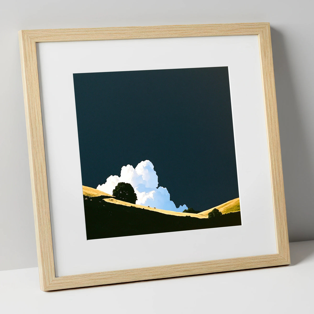 Rolling Fells Under Dark Sky lake district fell art print in natural frame