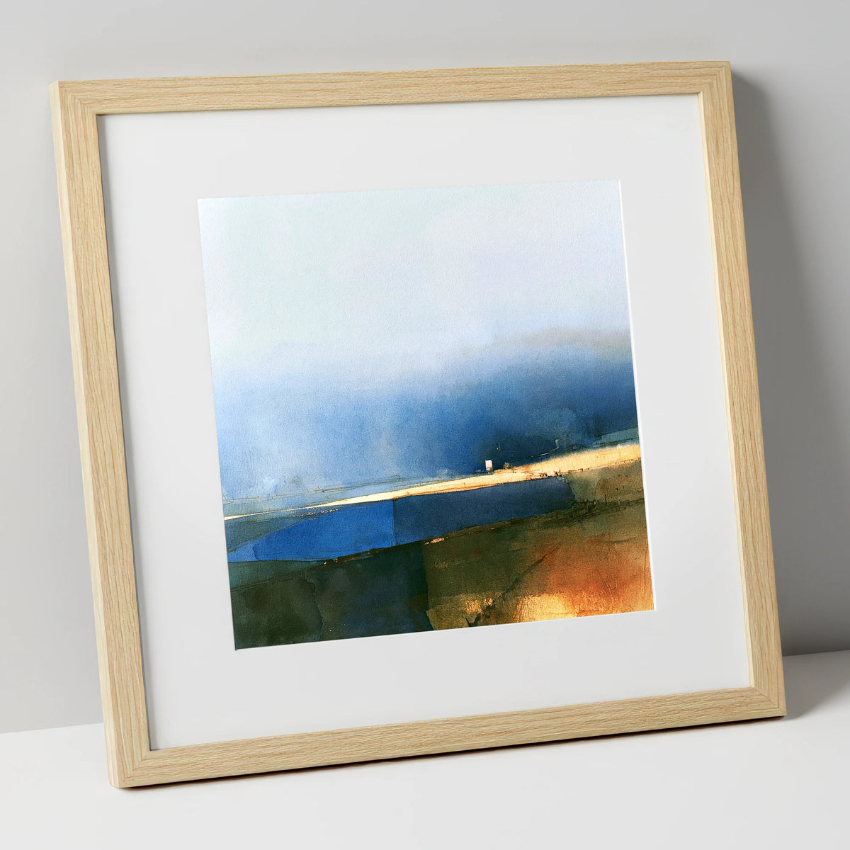 Patchwork Fields Under Indigo Skies lake district valley art print in natural frame