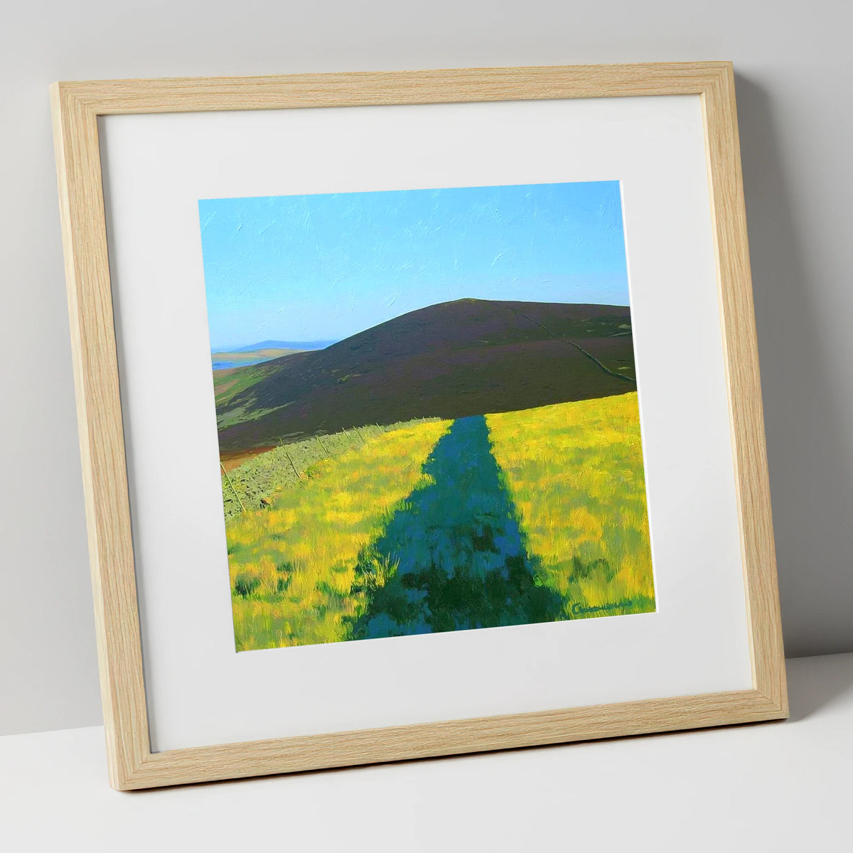 Vibrant Track To Great Calva lake district fell art print in natural frame
