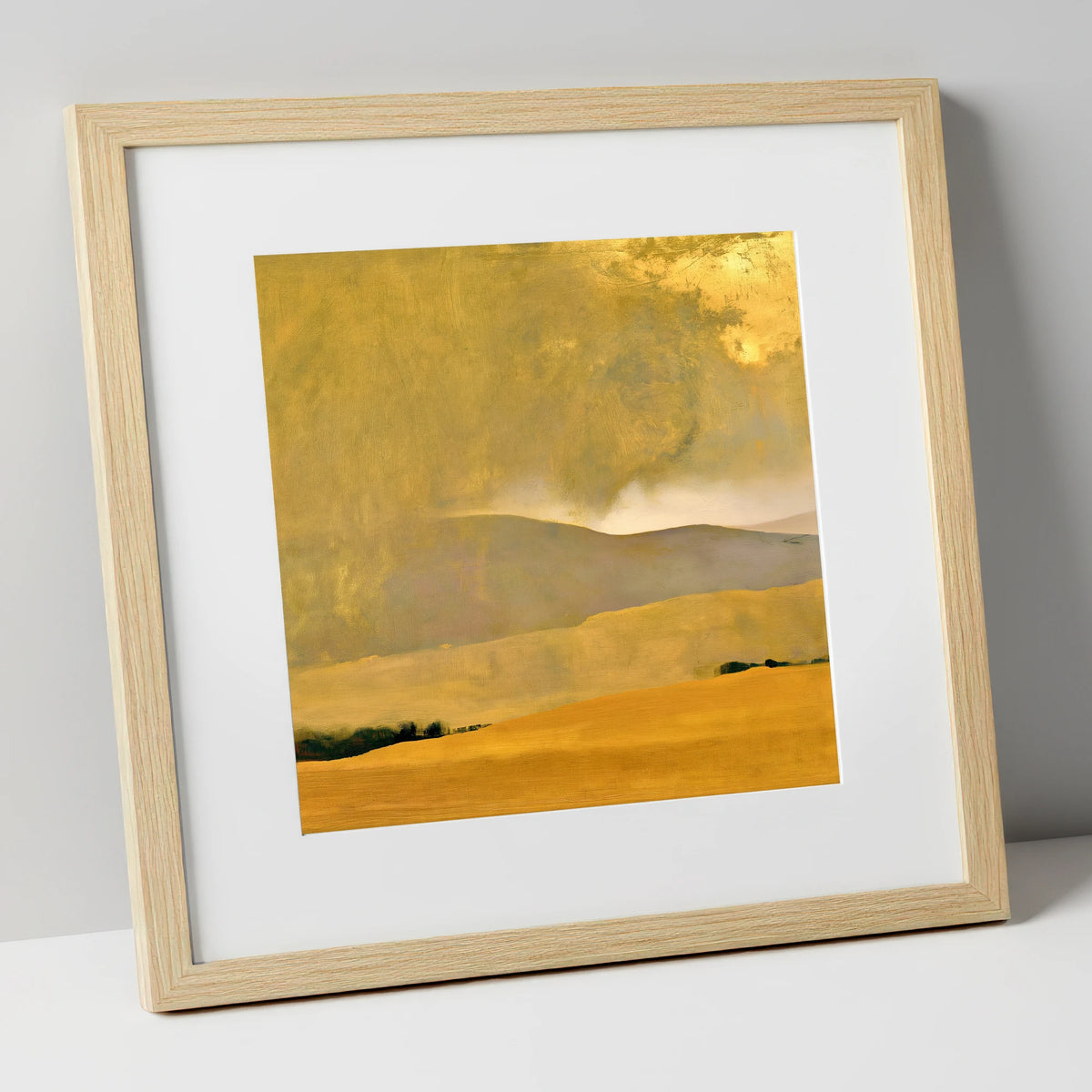 Golden Storm Over Lakeland Fells lake district sky art print in natural frame