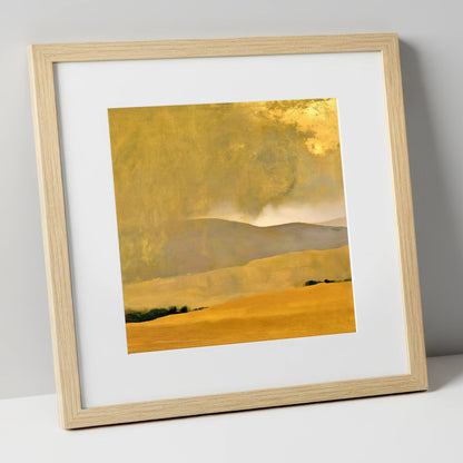Golden Storm Over Lakeland Fells lake district sky art print in natural frame
