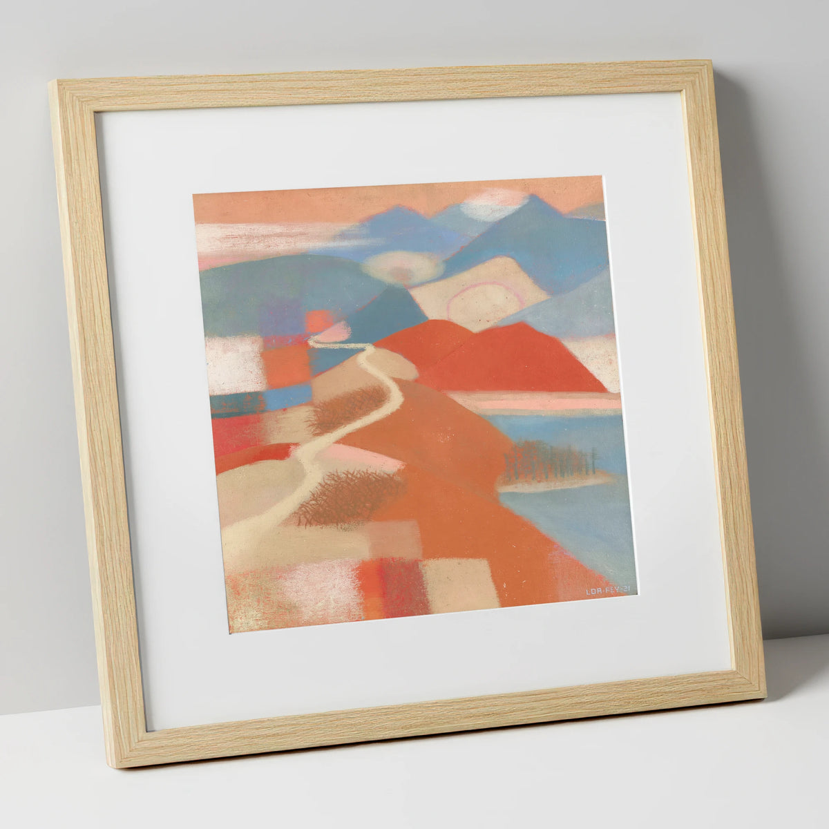 Terracotta Ridge on Cat Bells lake district fell art print in natural frame