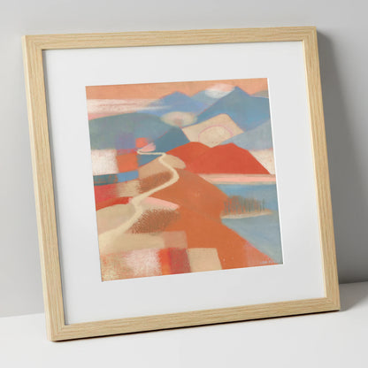 Terracotta Ridge on Cat Bells lake district fell art print in natural frame