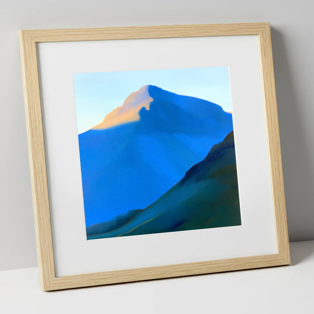 Great Gable in Bold Blue lake district fell art print in natural frame