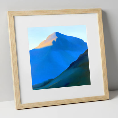 Great Gable in Bold Blue lake district fell art print in natural frame