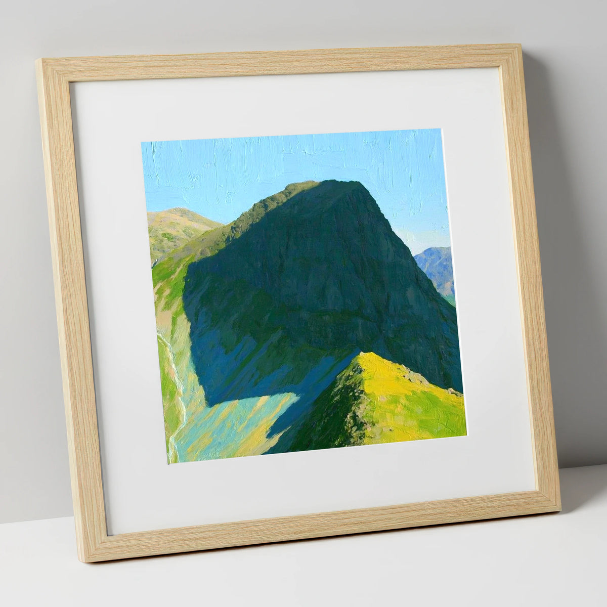 Sunlit Ridge on High Raise lake district fell art print in natural frame