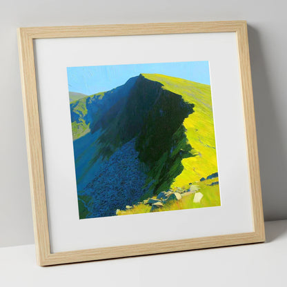 Radiant Light on Dollywaggon Pike lake district fell art print in natural frame