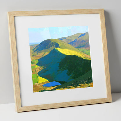 Vivid Sunlight On Beda Fell lake district fell art print in natural frame