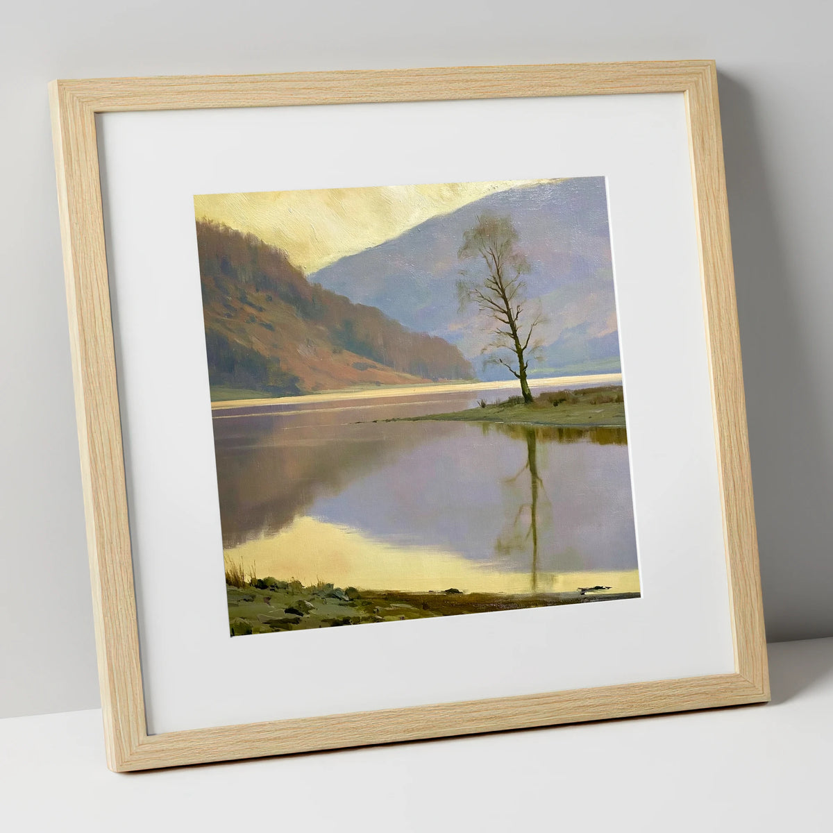 Lone Tree at Bassenthwaite Lake lake district lake art print in natural frame