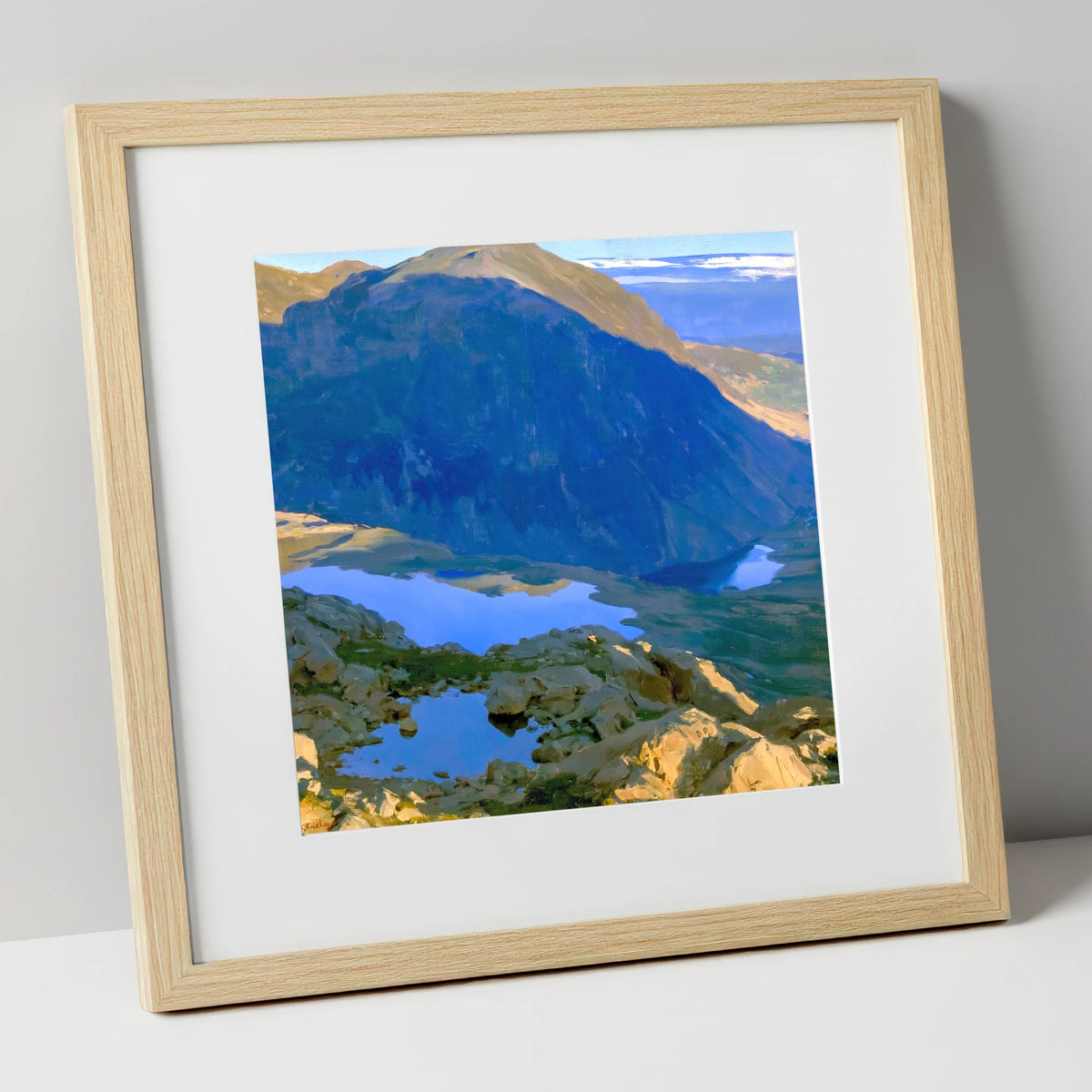 Haystacks Tarn in Deep Shadow lake district fell art print in natural frame