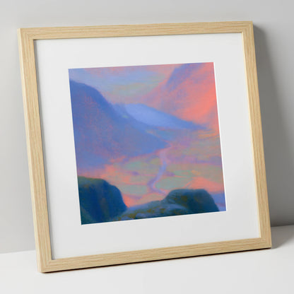 Wasdale Twilight from Great Gable lake district fell art print in natural frame