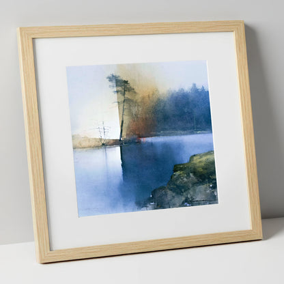 Indigo Tarn Hows Leaning Pine lake district lake art print in natural frame
