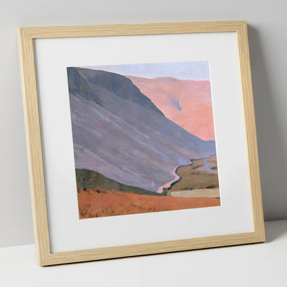 Pastel Fells and Drystone Wall lake district valley art print in natural frame
