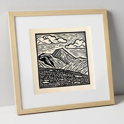 Great Gable In Monochrome lake district fell art print in natural frame