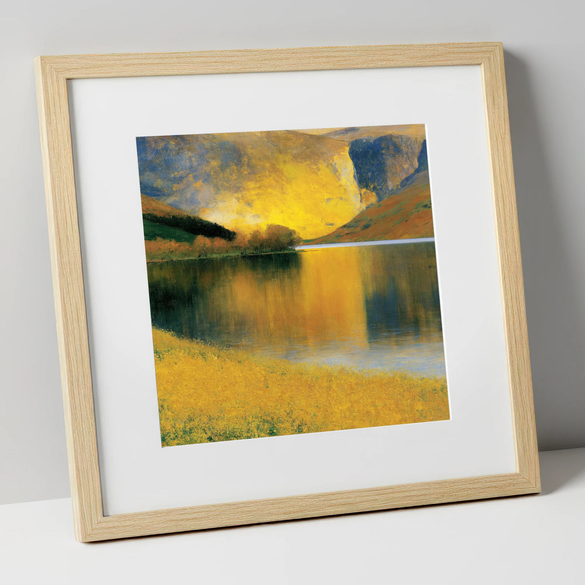Luminous Fells by the Lake lake district lake art print in natural frame