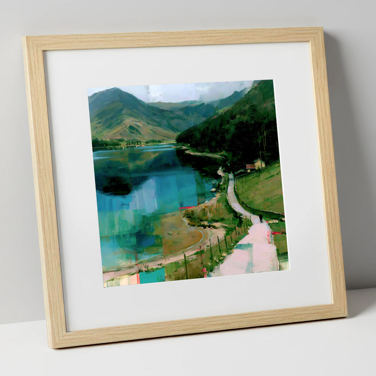 Vivid Teal Buttermere Path buttermere wall art art print in natural frame