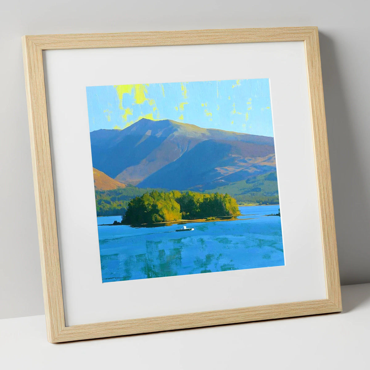 Vibrant Skiddaw Above Derwentwater lake district fell art print in natural frame