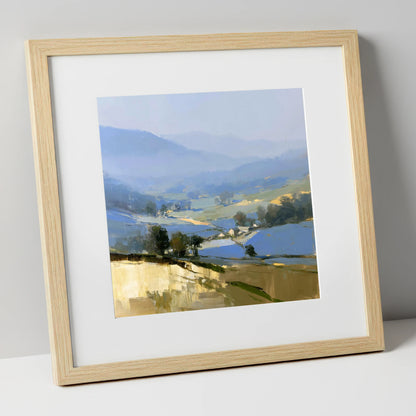 Morning Light on Misty Valley lake district sky art print in natural frame