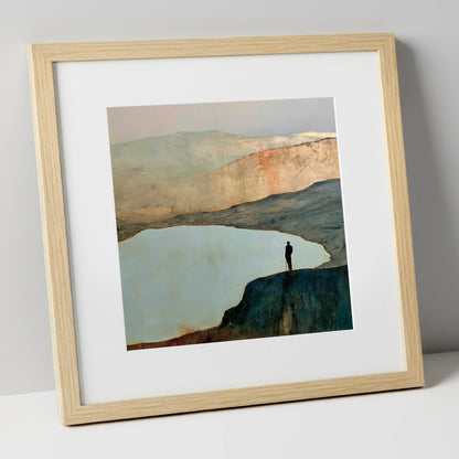 Haystacks Walker Beside Innominate Tarn lake district fell art print in natural frame