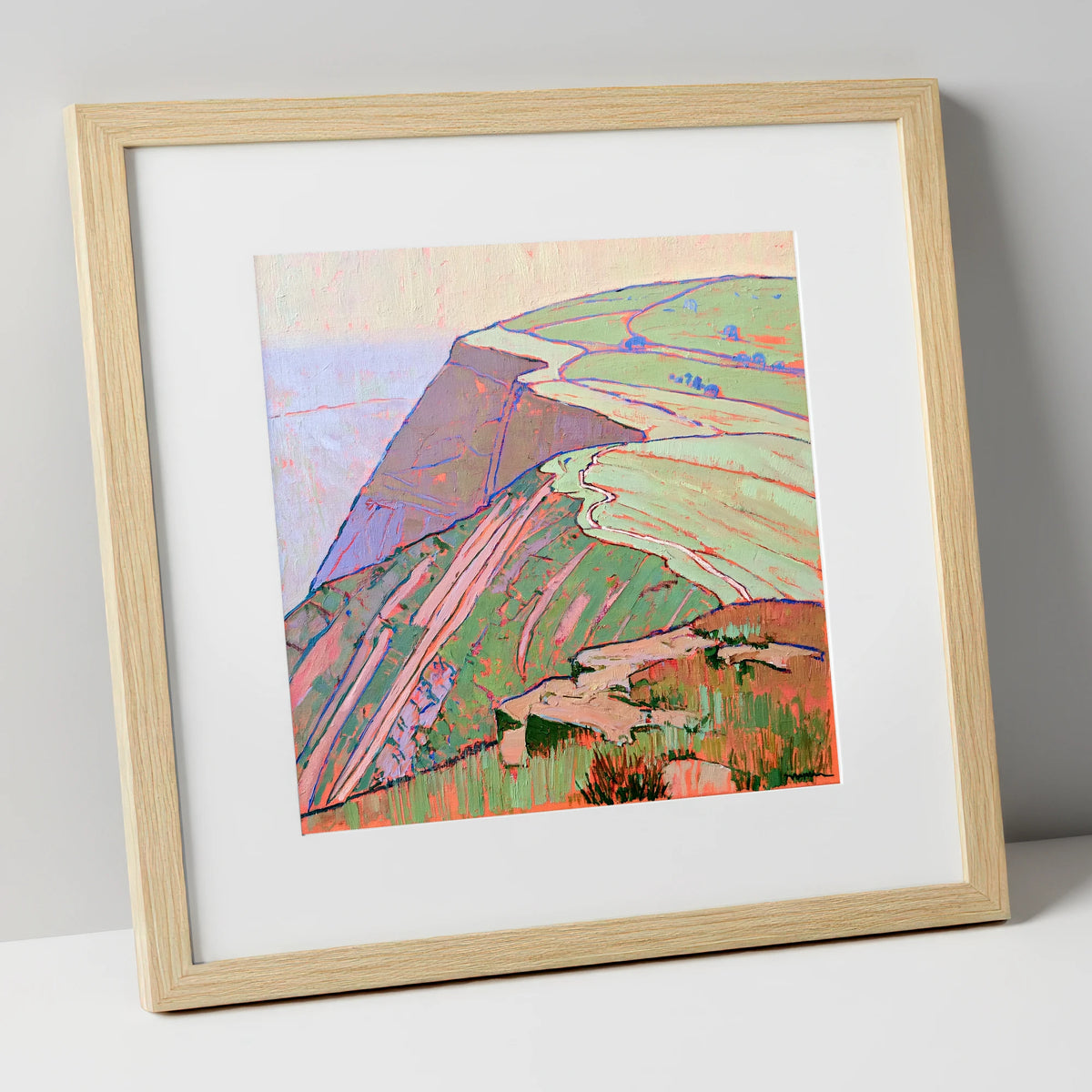 Mountain Ridge in Vivid Colour lake district fell art print in natural frame