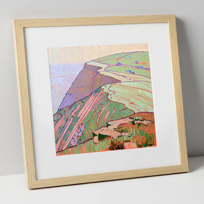 Mountain Ridge in Vivid Colour lake district fell art print in natural frame