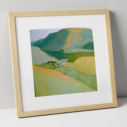 Glenridding from Above Ullswater lake district village art print in natural frame