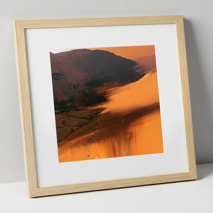 Amber Bracken Above Patterdale lake district village art print in natural frame