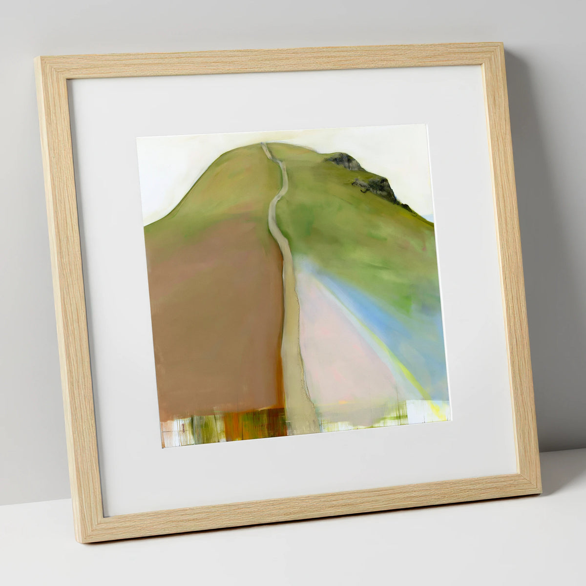 Contemporary Winding Path up Cat Bells lake district fell art print in natural frame