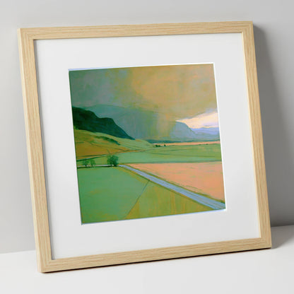 Golden Storm Clouds Over The Fells lake district sky art print in natural frame