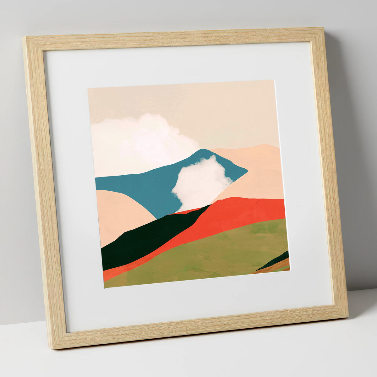 Bold Rolling Fells Under Cloud lake district fell art print in natural frame